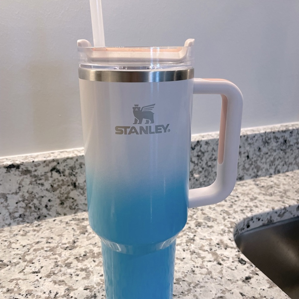 White and blue ombré Stanley 40oz tumbler